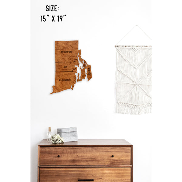 County State Outline Wall Hanging (Available In All 50 States) Wall Hanging Shop LazerEdge RI - Rhode Island Cherry 