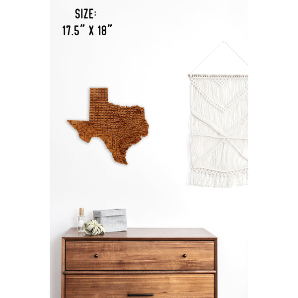 County State Outline Wall Hanging (Available In All 50 States) Wall Hanging Shop LazerEdge TX - Texas Cherry 