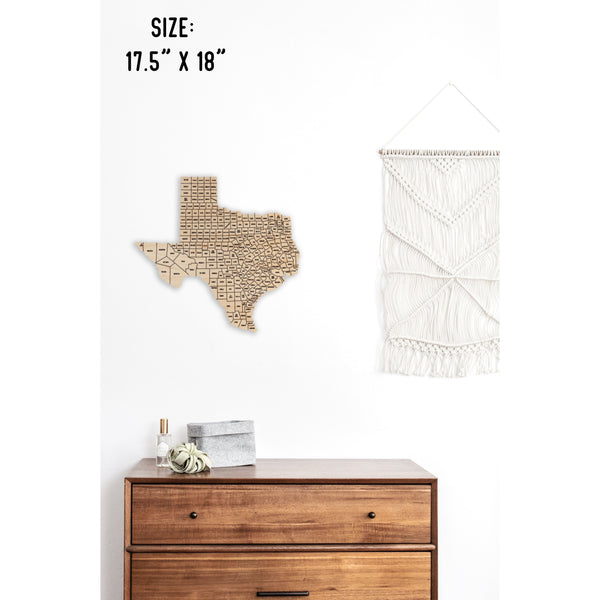 County State Outline Wall Hanging (Available In All 50 States) Wall Hanging Shop LazerEdge TX - Texas Maple 