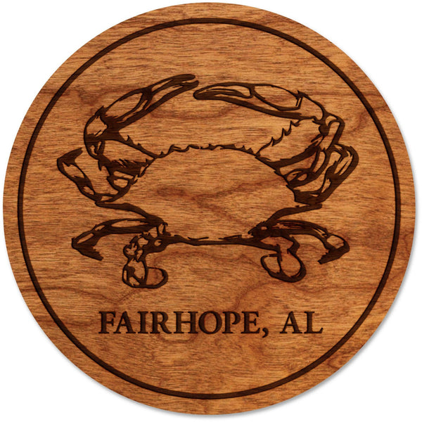 Custom Beach Animal Coaster - Crafted from Cherry or Maple Wood Coaster Shop LazerEdge Cherry Bluecrab 