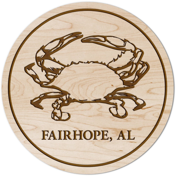 Custom Beach Animal Coaster - Crafted from Cherry or Maple Wood Coaster Shop LazerEdge Maple Bluecrab 