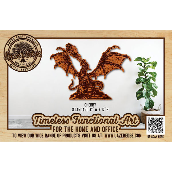 Custom Dragon Wall Hanging - Cherry Wood - Standard Size Wall Hanging LazerEdge Standard Cherry 