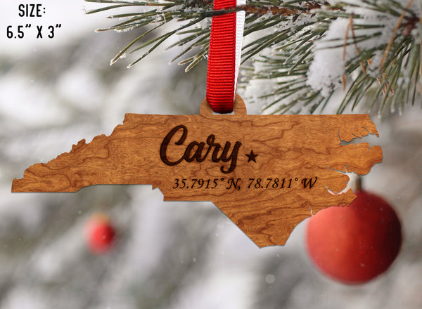 Custom NC City Ornament - Crafted from Cherry and Maple Wood Ornament LazerEdge 