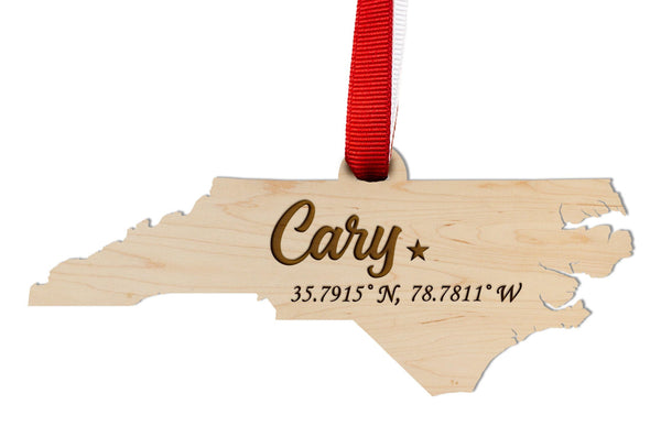 Custom NC City Ornament - Crafted from Cherry and Maple Wood Ornament LazerEdge Maple 