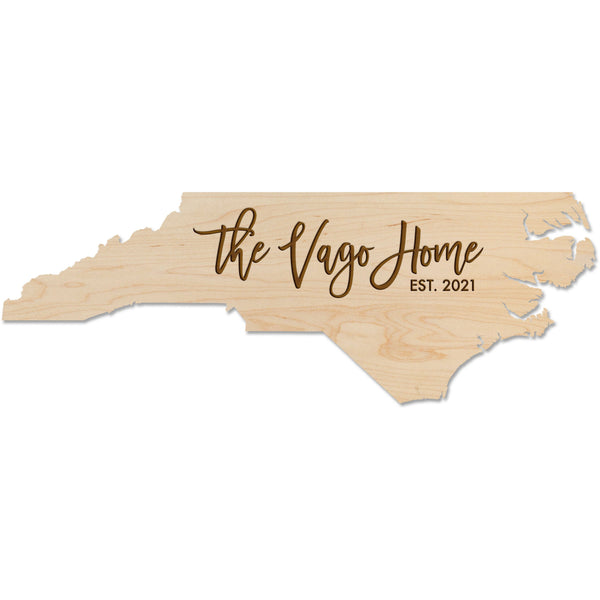 Custom North Carolina Wall Hanging - The "Your Name" Home, Established Date Wall Hanging LazerEdge 