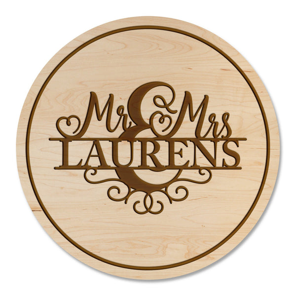 Custom Wedding Coaster - "Mr & Mrs" Custom Name Coaster Shop LazerEdge Maple 