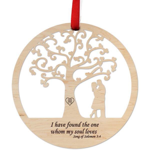 Custom Wedding Ornament - Tree and Couple, Custom Text Front and Back Ornament LazerEdge 