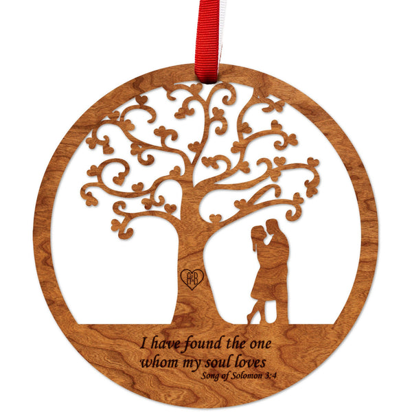Custom Wedding Ornament - Tree and Couple, Custom Text Front and Back Ornament LazerEdge 