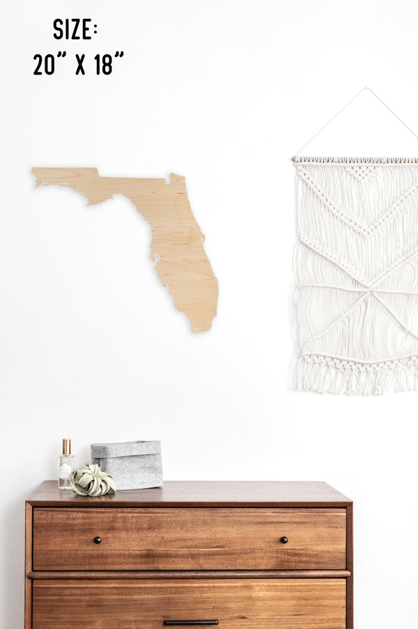 Custom (Your Design) State Outline Wall Hanging (Available In All 50 States) Wall Hanging Shop LazerEdge FL - Florida Maple 