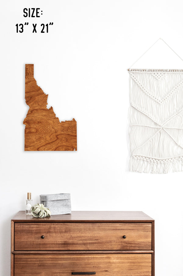 Custom (Your Design) State Outline Wall Hanging (Available In All 50 States) Wall Hanging Shop LazerEdge ID - Idaho Cherry 