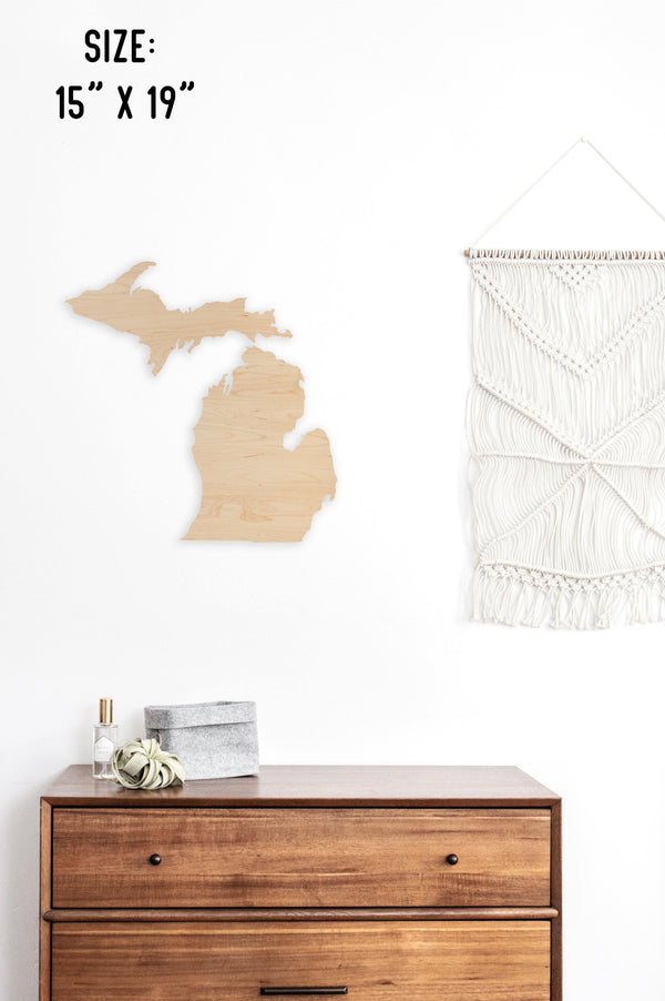 Custom (Your Design) State Outline Wall Hanging (Available In All 50 States) Wall Hanging Shop LazerEdge MI - Michigan Maple 