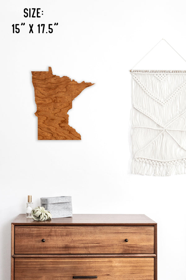 Custom (Your Design) State Outline Wall Hanging (Available In All 50 States) Wall Hanging Shop LazerEdge MN - Minnesota Cherry 
