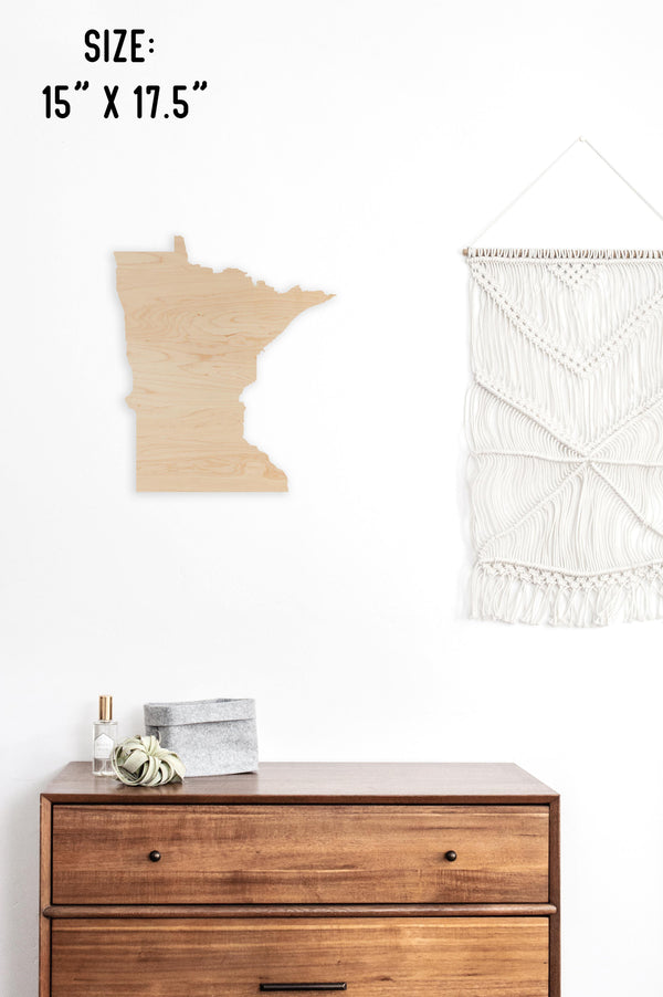 Custom (Your Design) State Outline Wall Hanging (Available In All 50 States) Wall Hanging Shop LazerEdge MN - Minnesota Maple 