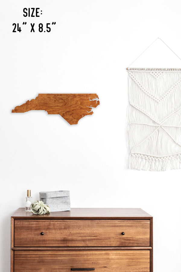 Custom (Your Design) State Outline Wall Hanging (Available In All 50 States) Wall Hanging Shop LazerEdge NC - North Carolina Cherry 