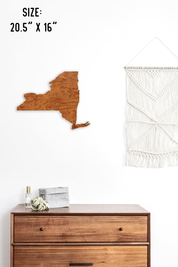 Custom (Your Design) State Outline Wall Hanging (Available In All 50 States) Wall Hanging Shop LazerEdge NY - New York Cherry 