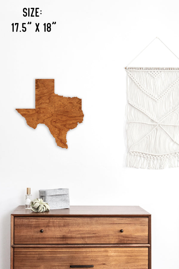 Custom (Your Design) State Outline Wall Hanging (Available In All 50 States) Wall Hanging Shop LazerEdge TX - Texas Cherry 