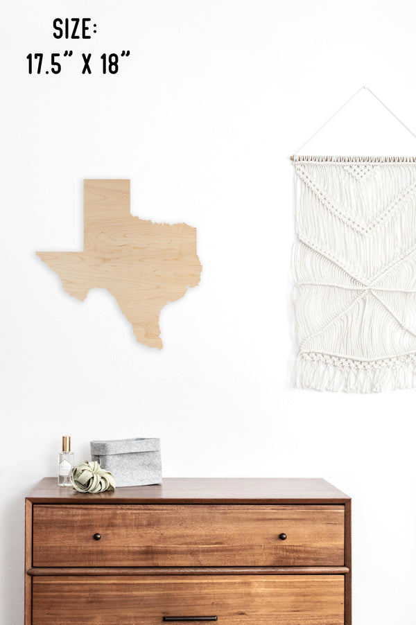 Custom (Your Design) State Outline Wall Hanging (Available In All 50 States) Wall Hanging Shop LazerEdge TX - Texas Maple 