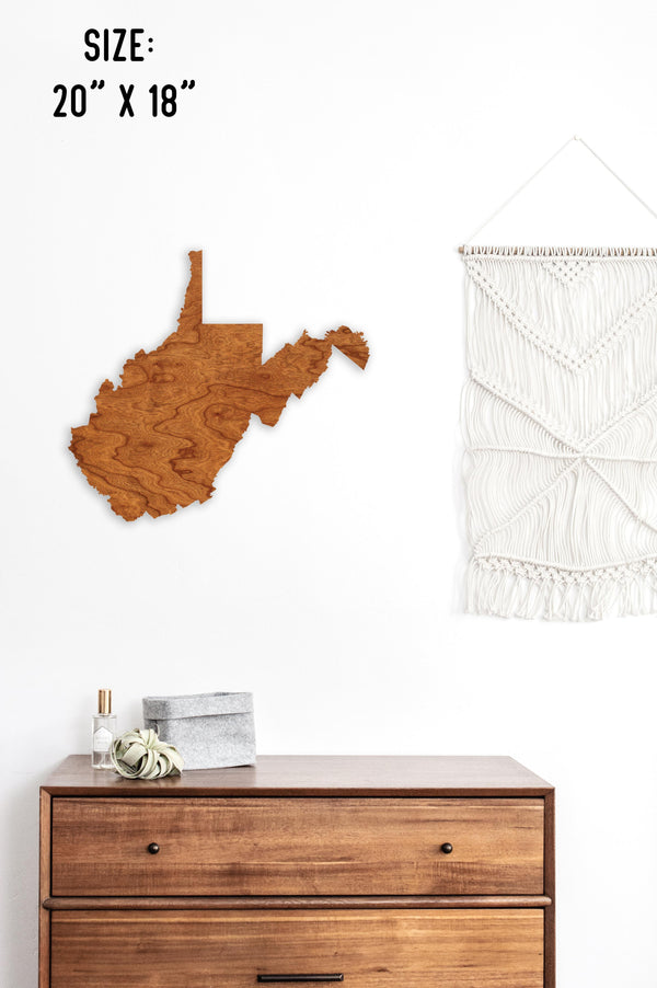 Custom (Your Design) State Outline Wall Hanging (Available In All 50 States) Wall Hanging Shop LazerEdge WV - West Virginia Cherry 