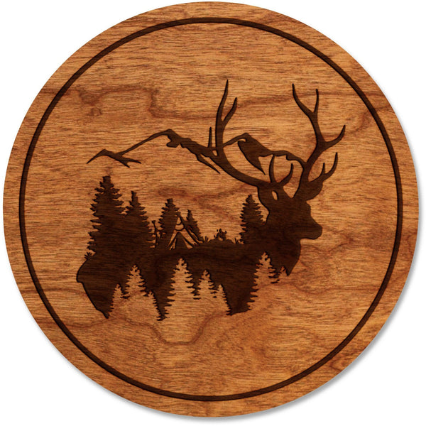 Deer Hunting Coaster - Deer in the Mountains Coaster Shop LazerEdge Cherry 