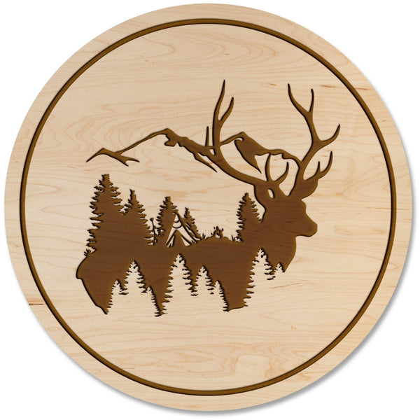 Deer Hunting Coaster - Deer in the Mountains Coaster Shop LazerEdge Maple 