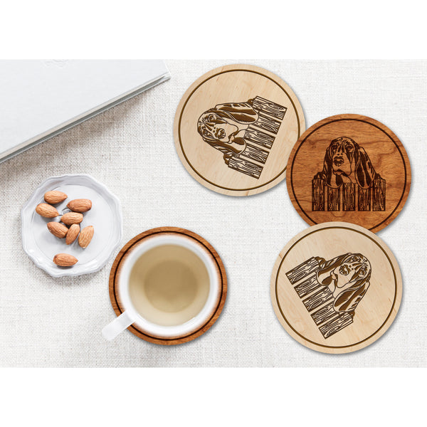 Dog Coaster (Multiple Dog Breeds Available) Coaster Shop LazerEdge Cherry Bassett Hound 