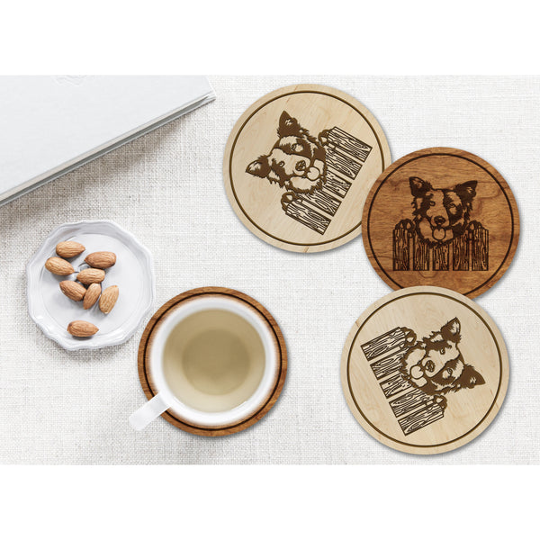 Dog Coaster (Multiple Dog Breeds Available) Coaster Shop LazerEdge Cherry Border Collie 