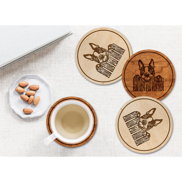 Dog Coaster (Multiple Dog Breeds Available) Coaster Shop LazerEdge Cherry Boston Terrier 