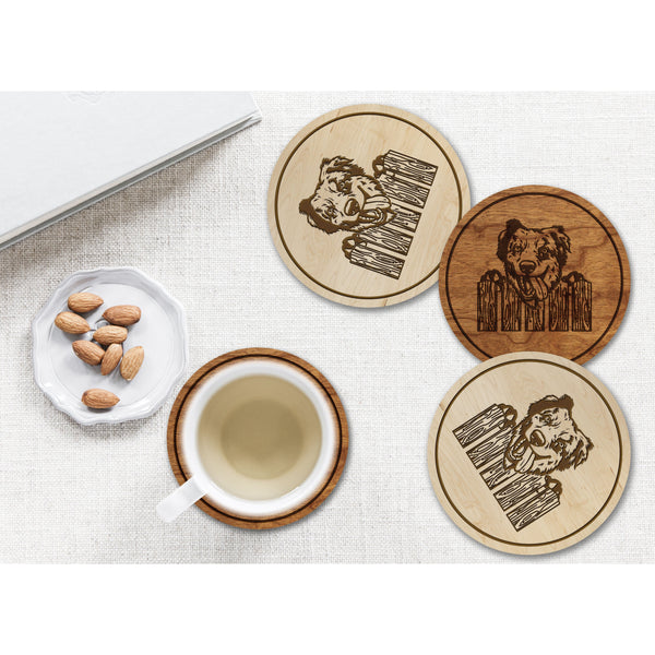 Dog Coaster (Multiple Dog Breeds Available) Coaster Shop LazerEdge Maple Australian Shepherd 