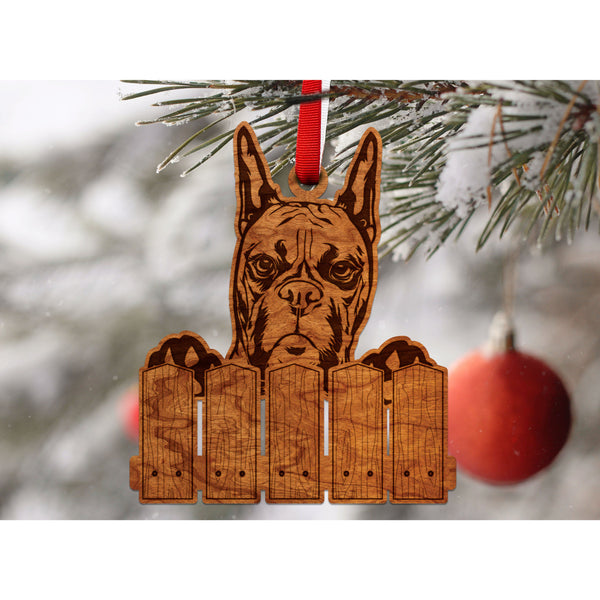 Dog Ornament (Multiple Dog Breeds Available) Ornament Shop LazerEdge Cherry Boxer W/ Cropped Ears 