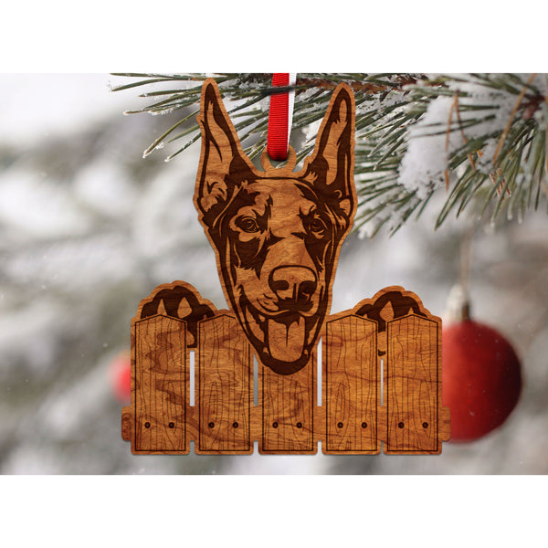 Dog Ornament (Multiple Dog Breeds Available) Ornament Shop LazerEdge Cherry Doberman 