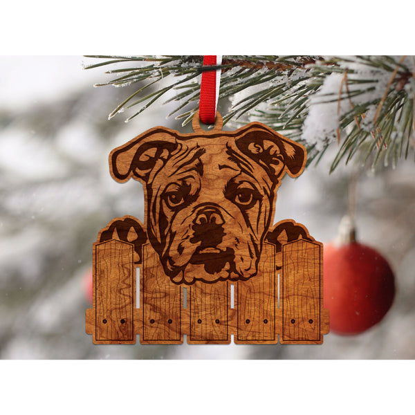 Dog Ornament (Multiple Dog Breeds Available) Ornament Shop LazerEdge Cherry English Bulldog 