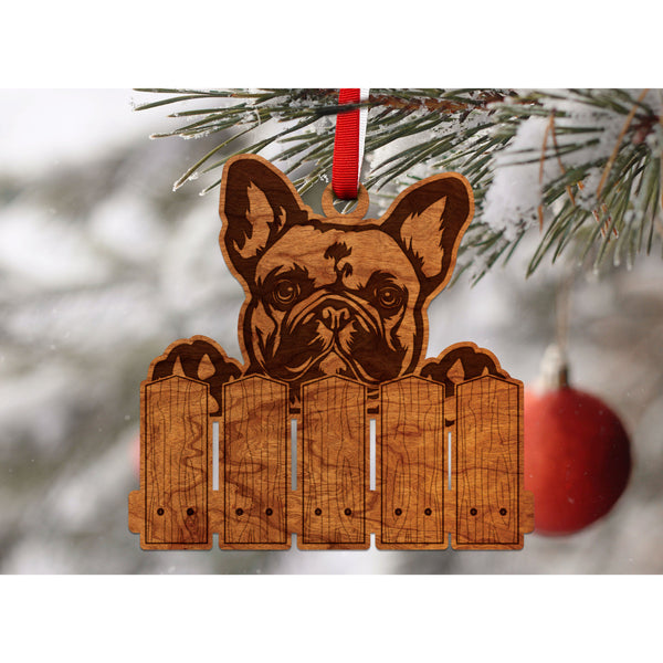 Dog Ornament (Multiple Dog Breeds Available) Ornament Shop LazerEdge Cherry French Bulldog 