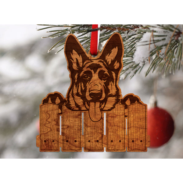 Dog Ornament (Multiple Dog Breeds Available) Ornament Shop LazerEdge Cherry German Shepherd 