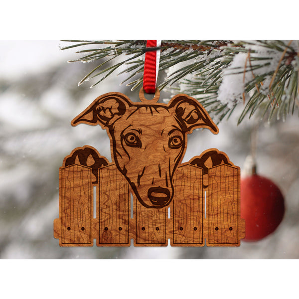 Dog Ornament (Multiple Dog Breeds Available) Ornament Shop LazerEdge Cherry Greyhound 
