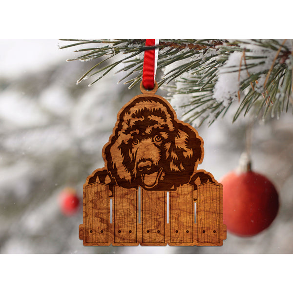 Dog Ornament (Multiple Dog Breeds Available) Ornament Shop LazerEdge Cherry Poodle 