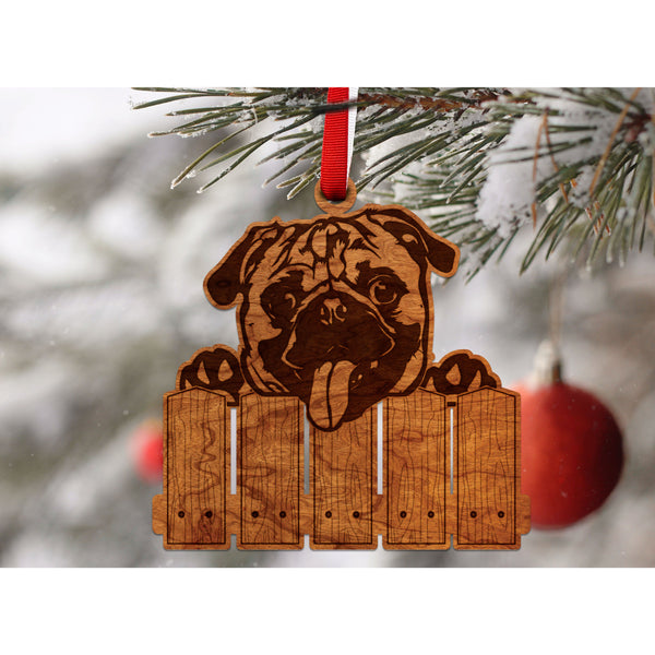 Dog Ornament (Multiple Dog Breeds Available) Ornament Shop LazerEdge Cherry Pug 