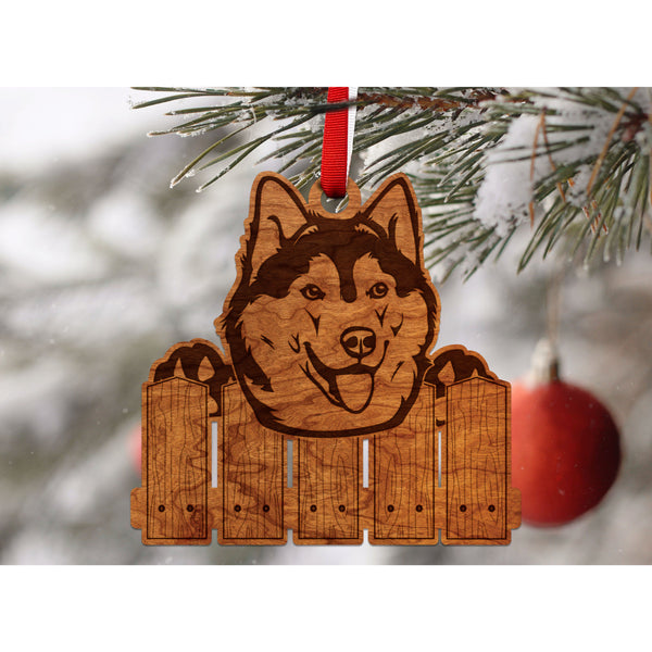 Dog Ornament (Multiple Dog Breeds Available) Ornament Shop LazerEdge Cherry Siberian Husky 