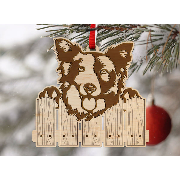 Dog Ornament (Multiple Dog Breeds Available) Ornament Shop LazerEdge Maple Border Collie 