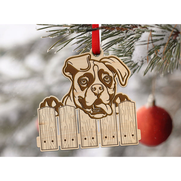 Dog Ornament (Multiple Dog Breeds Available) Ornament Shop LazerEdge Maple Boxer 