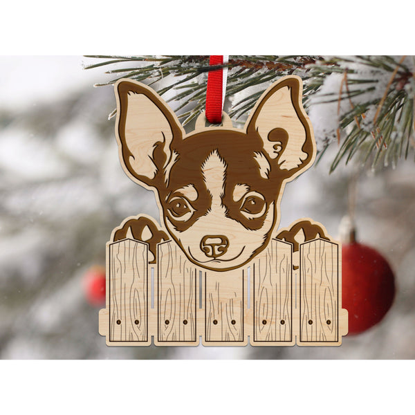 Dog Ornament (Multiple Dog Breeds Available) Ornament Shop LazerEdge Maple Chihuhua 