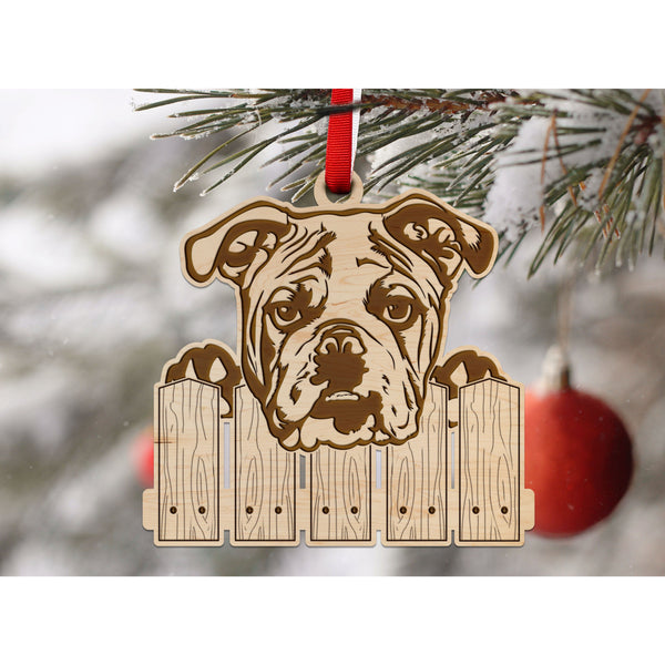 Dog Ornament (Multiple Dog Breeds Available) Ornament Shop LazerEdge Maple English Bulldog 