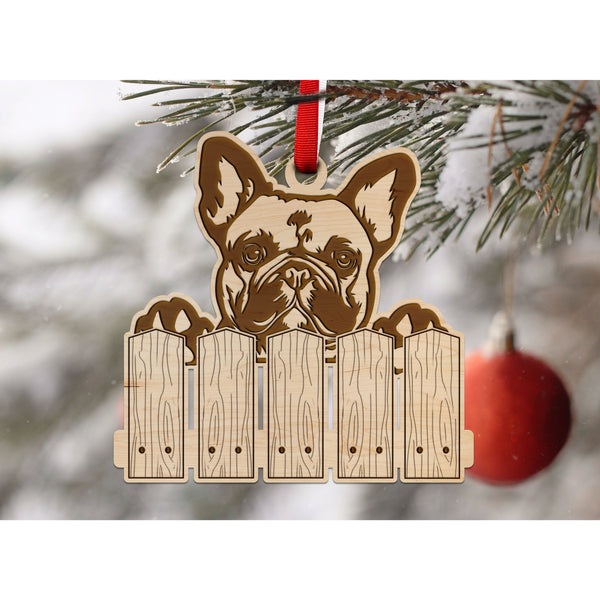 Dog Ornament (Multiple Dog Breeds Available) Ornament Shop LazerEdge Maple French Bulldog 