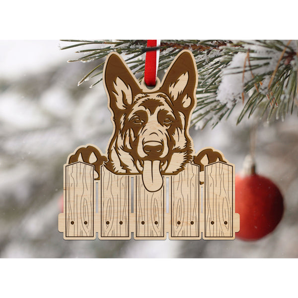 Dog Ornament (Multiple Dog Breeds Available) Ornament Shop LazerEdge Maple German Shepherd 