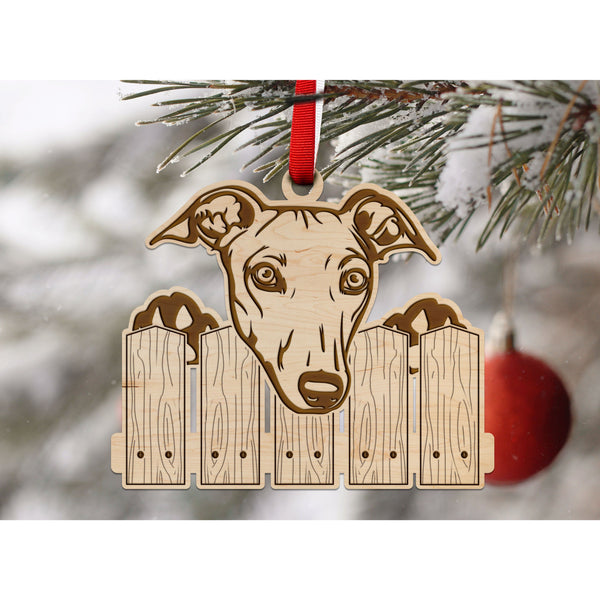 Dog Ornament (Multiple Dog Breeds Available) Ornament Shop LazerEdge Maple Greyhound 