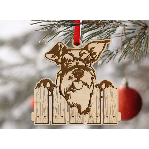 Dog Ornament (Multiple Dog Breeds Available) Ornament Shop LazerEdge Maple Schnauzer 