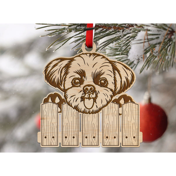 Dog Ornament (Multiple Dog Breeds Available) Ornament Shop LazerEdge Maple Shih Tzu 