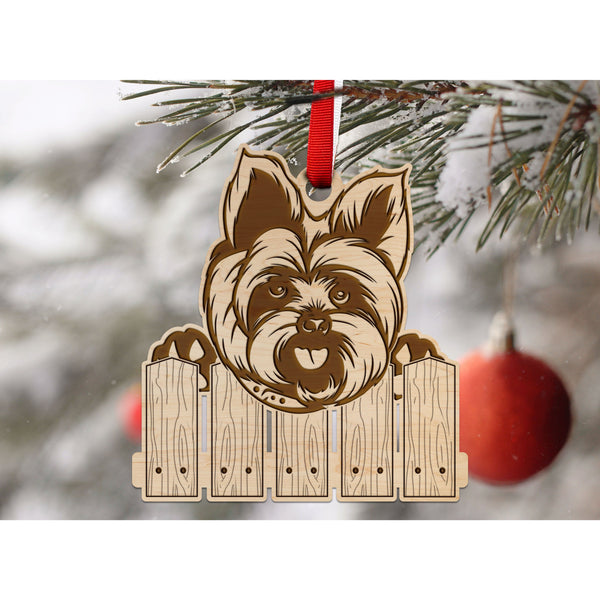 Dog Ornament (Multiple Dog Breeds Available) Ornament Shop LazerEdge Maple Yorkshire Terrier 