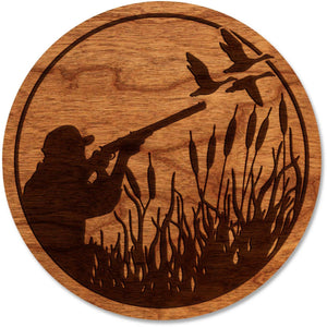 Duck Hunting Coaster - Hunter with Ducks Coaster Shop LazerEdge Cherry 