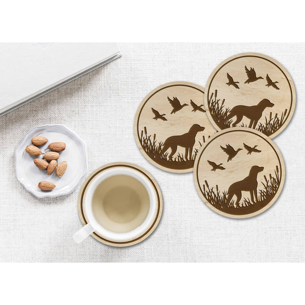 Duck Hunting Coaster - Hunting Dog with Ducks Coaster Shop LazerEdge 