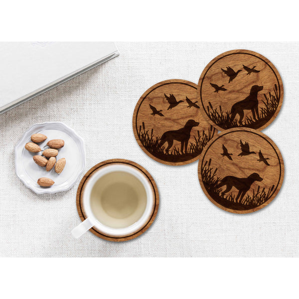 Duck Hunting Coaster - Hunting Dog with Ducks Coaster Shop LazerEdge 